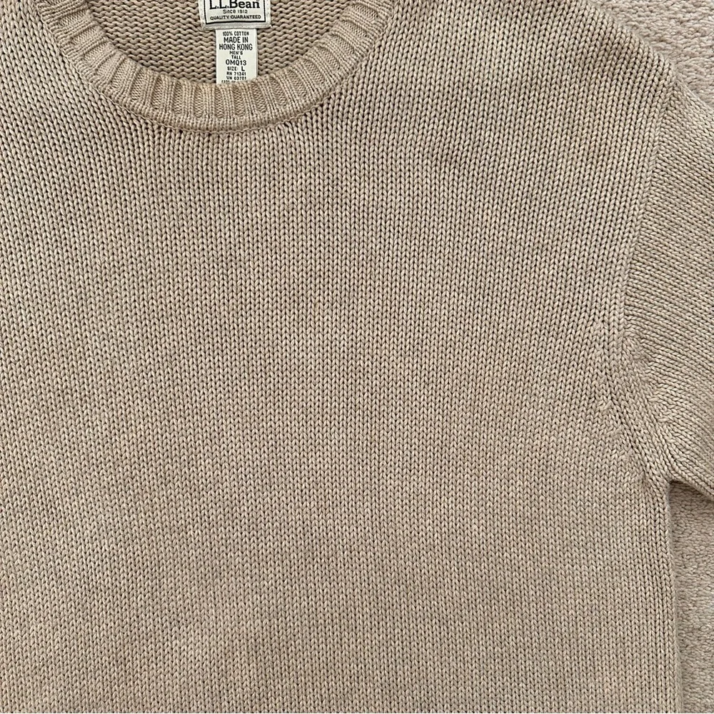 L.L.Bean Fall Tan / Taupe 100% Cotton Crewneck Knit Sweater